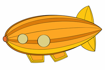 Cartoon orange blimp air ship flying vehicle illustration
