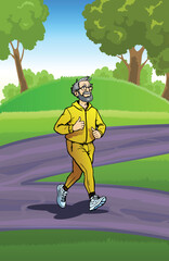 illustration design of a male senior running.eps