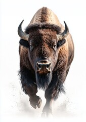 An illustration of a bison or buffalo emerging from a white background