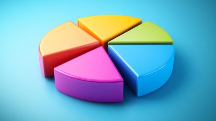 Obraz premium Colorful D pie chart with smooth gradients and soft ambient lighting