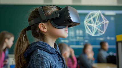 A math class using VR to visualize geometric concepts in 3D