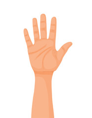 Fototapeta premium Hand raise up, open palm, asking question, voting, asking permission