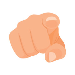 Hand pointing index finger forward straight at you