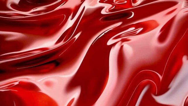 A close-up macro photograph of red silk fabric with deep folds and creases creating a rippling texture.
