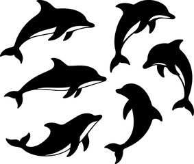 Dolphins Silhouette, Dolphins Logo, Dolphins Minimal Logo, Dolphins Vector , Minimal Vector Design for Marine, Nature & Ocean Themes