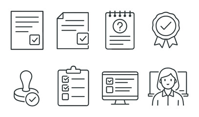 Educational outline icons set – learning, school symbols, study and classroom tools
