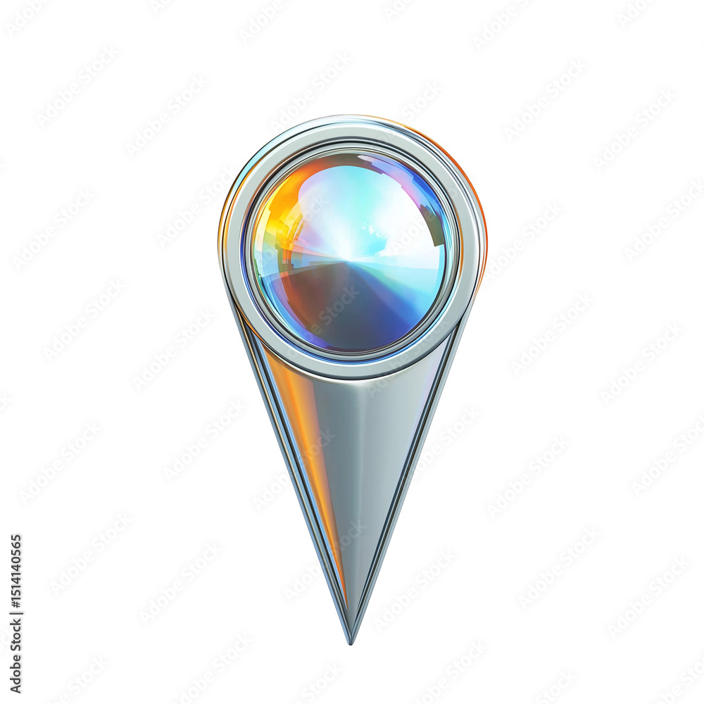 Poster shiny metallic map pointer location marker gps navigation symbol isolated on white background