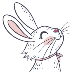 A cheerful rabbit showcases a delightful mustache and cute nose in playful doodle art. This charming drawing captures the rabbits joyful personality and charm