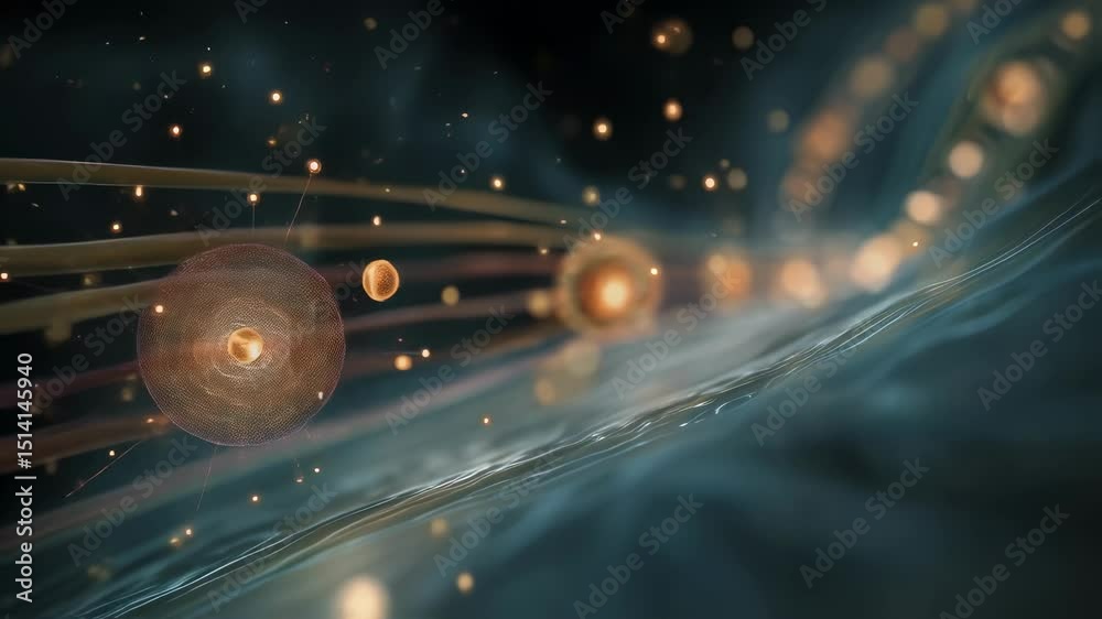 Poster visualization of ultrasonic waves interacting with gallium nitride particles in a fluid medium, crea