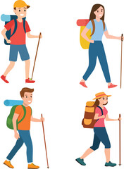 vector illustration of a boy hiking