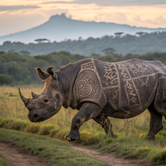 Fototapeta premium white rhino in the wild