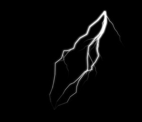 A striking display of natural electricity; a white lightning bolt stands out against absolute blackness.