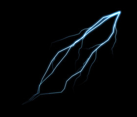 Intense electric blue lightning strikes the dark sky, a powerful and dynamic natural phenomenon.