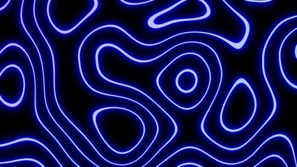 Blue neon wavy line pattern with glowing abstract design on dark digital background