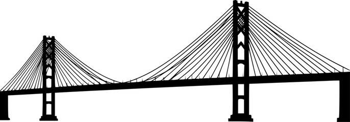 Fototapeta premium Golden gate bridge black silhouette,Golden gate bridge clip art vector 