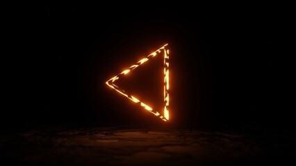 Fiery neon textured triangle glowing with dynamic abstract design on dark background