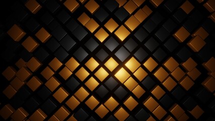 Gold and black cubic pattern with luxury geometric design and modern 3D style