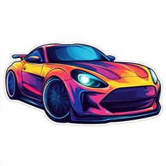 Vibrant sports car design featuring a sleek body and striking colors on a white background