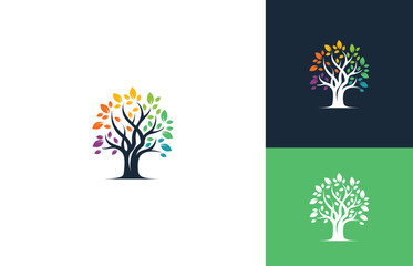 Tree and leaf template custom logo design vector inspiration