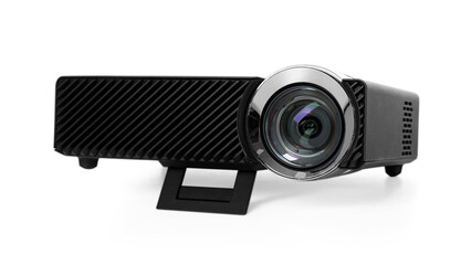 One modern video projector isolated on white