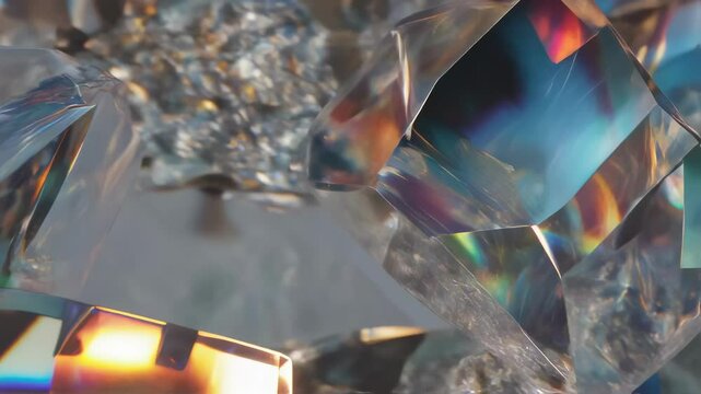 Polished yttrium orthovanadate laser crystals, showcasing their high sheen, clarity, and precision, rotate slowly against a white background