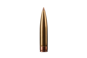 Detailed Close-up of a Rifle Bullet: Precision Manufacturing & Ballistics isolated on transparent background png