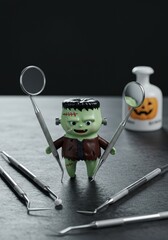 3D Halloween Frankenstein Dentist Design With Dental Health Elements