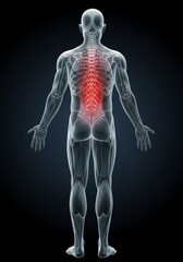 3D Illustration Back Pain Anatomy Human Body Skeleton Backbone