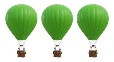 Obraz premium 3D Illustration Of Green Hot Air Balloon Air Travel Adventure