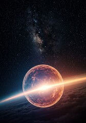 Obraz premium Abstract 3D Space Starry Cosmic Universe Night Sky Sphere Exploration