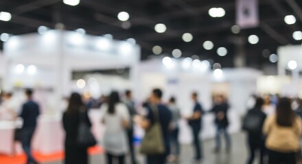 Abstract Background Of Trade Show Event Hall With Blurred People