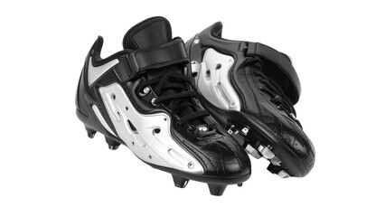 Isolated black and white sport shoes, skate shoes, and inline rollerblades with wheels on white