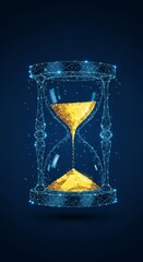 Abstract Hourglass with Golden Sand and Blue Dots Illustration