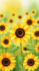 Vibrant sunflower field illustration