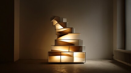 Abstract stacked shelving design