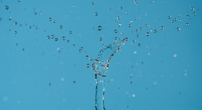 Abstract Water Splash Over Blue Background Freshness And Purity