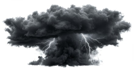 Abstract Illustration of Stormy Dark Clouds with Lightning Weather