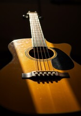 Naklejka premium Acoustic Guitar Wood Instrument Music Sound Art Photo