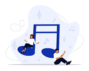 Music concept illustration. Suitable for landing page, ui, web, App intro card, editorial, flyer, and banner.