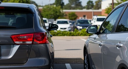 Cars Parked Automobile Silver and Gray Color Modern Transport Photo