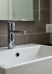 Clean Modern Bathroom Faucet Sink Water Chrome Interior Design Photo