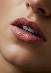 Fototapeta premium Close Photo Lips Shiny Glossy Makeup Beauty Face Skin Feminine Style
