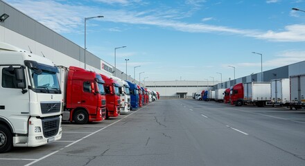 Commercial Photo of Truck Fleet Blue Sky Delivery Transport Logistics