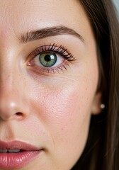 Close Up Portrait Woman Face with Glitter Green Eye Beauty Style