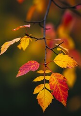 Obraz premium Autumn Photo Red Yellow Leaves Branch Foliage Colors Seasonal