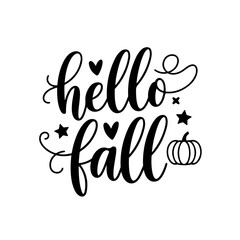 Hello Fall. Fall Vector Design Isolated on White Background