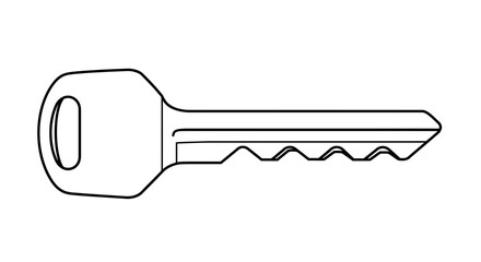 Single Metal House Key Outline Illustration &ndash; Security and Access Icon