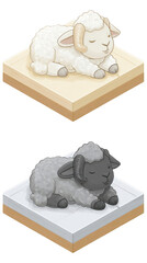 Sleeping sheep graphic illustration