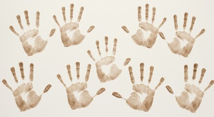 Fototapeta premium Illustration Beige Handprints Texture Background on Paper Art Design