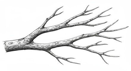 Obraz premium Illustration of Bare Tree Branch Wood Plant Season Nature Art